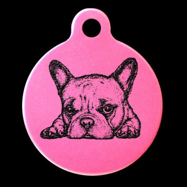 French Bulldog Puppy Engraved 31mm Large Round Pet Dog ID Tag